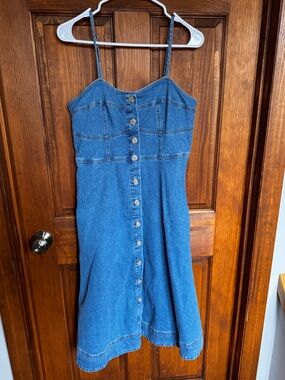 universal thread halter denim dress Women's Halter Neck Denim Maxi Dress